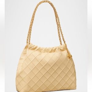 Tory Burch Fleming Chain Quilted Leather Hobo Bag